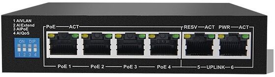 LINK Switch di rete 6 porte con 4 porte 10/100 poe + 2 porte up 10/100