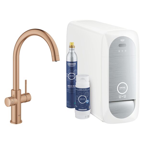 grohe blue home - sistema di filtraggio e raffreddamento con installazione inclusa - 31455dl1