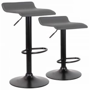 COMPRALO NEW Sgabello Eco Grigio Moderno Set Da 2 Pezzi Con Alzata Gas Ecopelle Mod. Ischia Base Nero