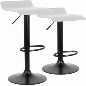 COMPRALO NEW Sgabello Eco Bianco Moderno Set Da 2 Pezzi Con Alzata Gas Ecopelle Mod. Ischia Base Nero