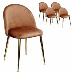 COMPRALO NEW X 4 Sedia Velvet In Velluto Bronzo Gambe Robuste Effetto Oro