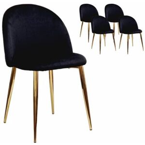 COMPRALO NEW X 4 Sedia Velvet In Velluto Nero Gambe Robuste Effetto Oro