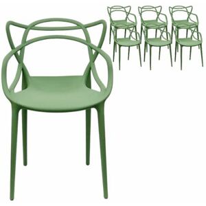 COMPRALO NEW Pack Da 6 Sedia Moderna Ristorante Polipropilene Verde Salvia Firenze