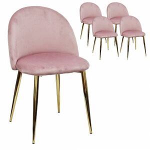 COMPRALO NEW X 4 Sedia Velvet In Velluto Rosa Gambe Robuste Effetto Oro