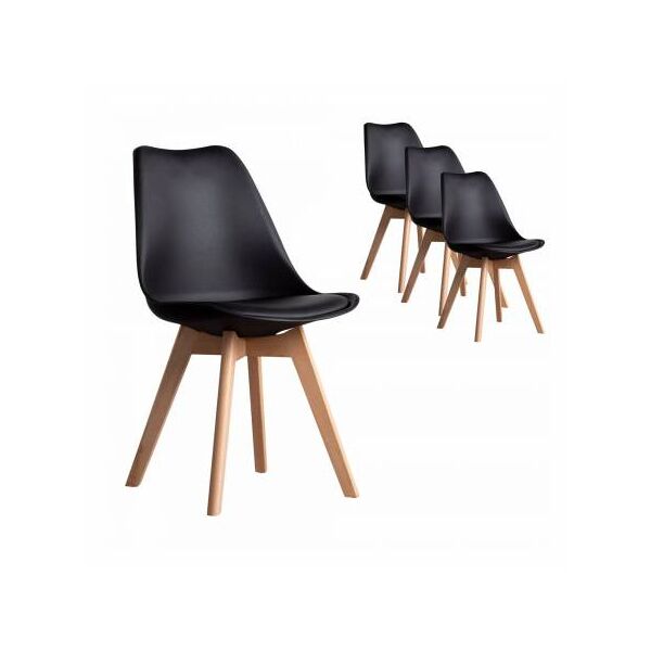 compralo new set di 4 sedia gambe legno casa nordica ecopelle polipropilene legno nero