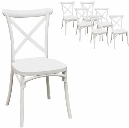 COMPRALO NEW Sedia Vintage X6 Pompei Bianco Ristorante Cross Back Retrò Pub