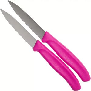 victorinox swissclassic coltelli da verdure sehettati rosa 8 cm, set di due, vt6-7636-l115b
