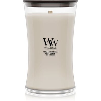 Woodwick Tonka & Almond Milk candela profumata con stoppino in legno 610 g Woodwick Tonka & Almond Milk candela profumata con stoppino in legno 610 g