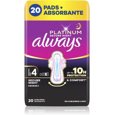 Always Platinum Secure Night Size 4 assorbenti per la notte 20 pz Always Platinum Secure Night Size 4 assorbenti per la notte 20 pz