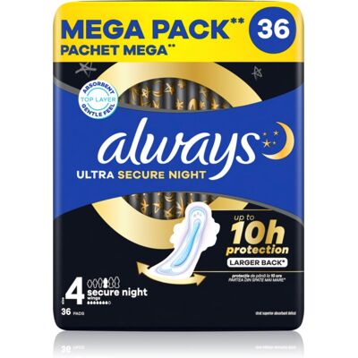 Always Ultra Secure Night Size 4 assorbenti per la notte 36 pz Always Ultra Secure Night Size 4 assorbenti per la notte 36 pz