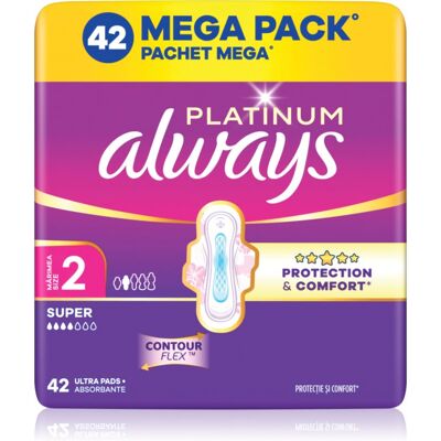 Always Platinum Super Size 2 assorbenti con alette 42 pz Always Platinum Super Size 2 assorbenti con alette 42 pz