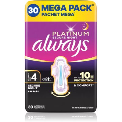 Always Platinum Secure Night Size 4 assorbenti per la notte 30 pz Always Platinum Secure Night Size 4 assorbenti per la notte 30 pz