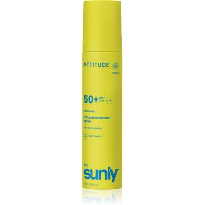 Attitude Sunly Kids Mineral Sunscreen Spray SPF 50+ spray abbronzante minerale senza profumazione SPF 50+ 75 ml Attitude Sunly Kids Mineral Sunscreen Spray SPF 50+ spray abbronzante minerale senza profumazione SPF 50+ 75 ml