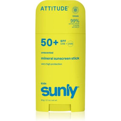Attitude Sunly Kids Mineral Sunscreen Stick SPF 50+ crema protettiva minerale per viso e corpo in stick per bambini 60 g Attitude Sunly Kids Mineral Sunscreen Stick SPF 50+ crema protettiva minerale per viso e corpo in stick per bambini 60 g