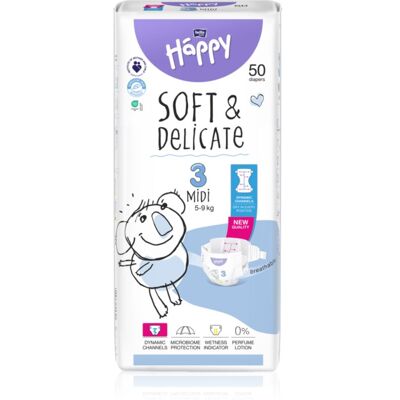 BELLA Baby Happy Soft&Delicate pannolino monouso con canali assorbenti Midi 5-9 kg 50 pz BELLA Baby Happy Soft&Delicate pannolino monouso con canali assorbenti Midi 5-9 kg 50 pz