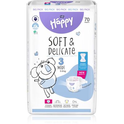 BELLA Baby Happy Soft&Delicate pannolino monouso con canali assorbenti Midi 5-9 kg 70 pz BELLA Baby Happy Soft&Delicate pannolino monouso con canali assorbenti Midi 5-9 kg 70 pz