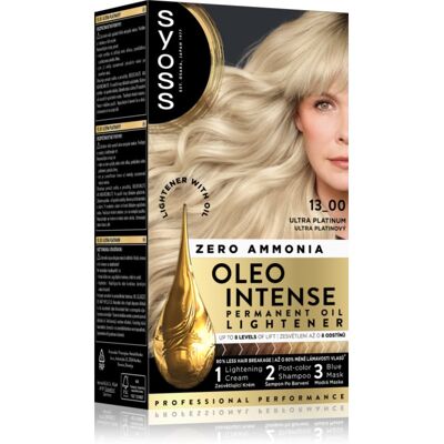 Syoss Oleo Intense tinta permanente per capelli per schiarire i capelli colore 13-00 Ultra Platinum 50 ml Syoss Oleo Intense tinta permanente per capelli per schiarire i capelli colore 13-00 Ultra Platinum 50 ml