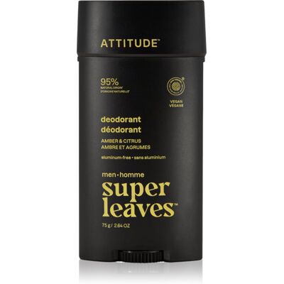 Attitude Super Leaves Men Deodorant deodorante senza alluminio per uomo Amber & Citrus 75 g Attitude Super Leaves Men Deodorant deodorante senza alluminio per uomo Amber & Citrus 75 g