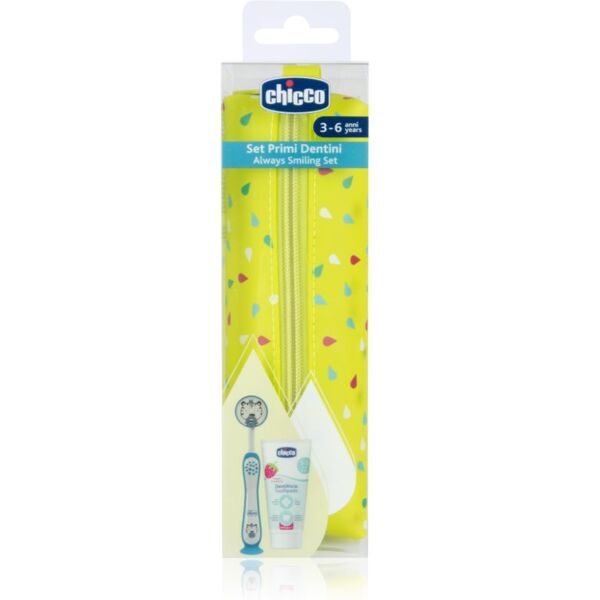 Chicco Always Smiling Set 3y+ Set per la cura dentale con astuccio Tiger 1 pz