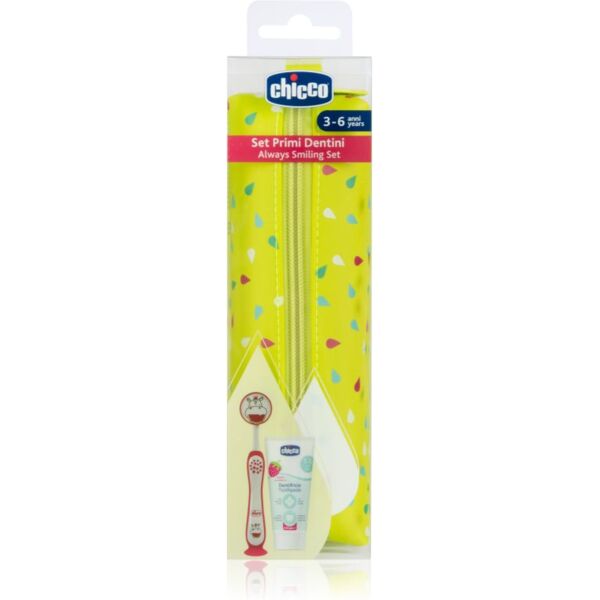 Chicco Always Smiling Set 3y+ Set per la cura dentale con astuccio Hippo