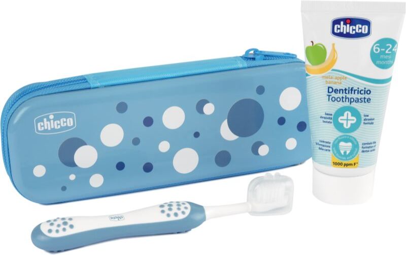 Chicco Always Smiling Set 6m+ Set per la cura dentale con astuccio Light Blue 1 pz