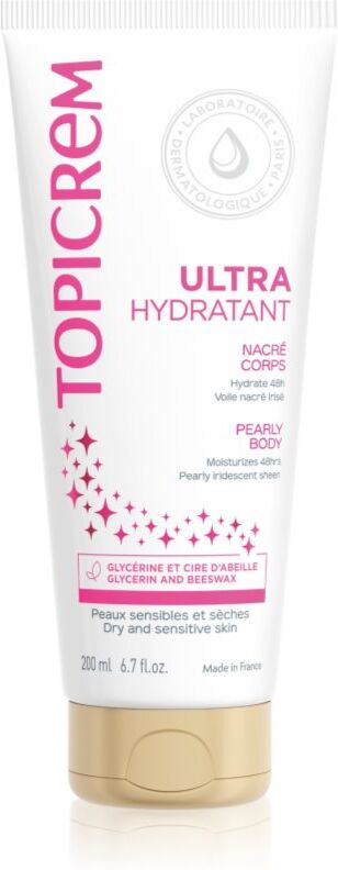 Topicrem UH BODY Ultra-Moisturizing Pearly Body latte corpo per pelli sensibili effetto perlato 200 ml