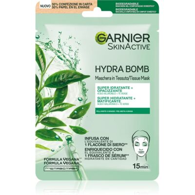 Garnier Textil Masks Hydra Bomb mascheraviso idratante in tessuto con effetto opacizzante 28 g Garnier Textil Masks Hydra Bomb mascheraviso idratante in tessuto con effetto opacizzante 28 g