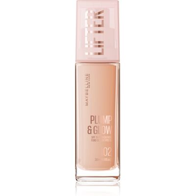MAYBELLINE NEW YORK Lifter Plump & Glow fondotinta illuminante per un look naturale colore 102 30 ml MAYBELLINE NEW YORK Lifter Plump & Glow fondotinta illuminante per un look naturale colore 102 30 ml
