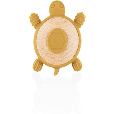 Tettarella in Silicone e Legno Zopa Tartaruga - Giallo Senape - Giocattolo per Denti Tettarella in Silicone e Legno Zopa Tartaruga - Giallo Senape - Giocattolo per Denti