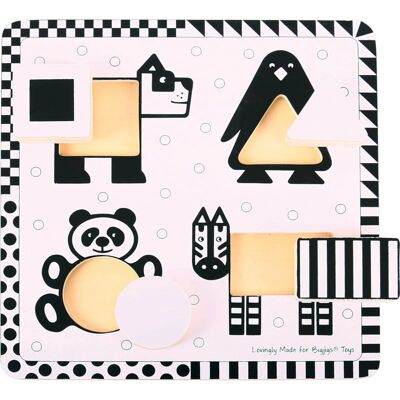 Bigjigs Toys Black & White Shape Puzzle attività giocattolo a incastro 10m+ 5 pz Bigjigs Toys Black & White Shape Puzzle attività giocattolo a incastro 10m+ 5 pz