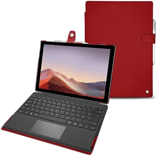 noreve custodia in pelle microsoft surface pro 7 perpétuelle rouge