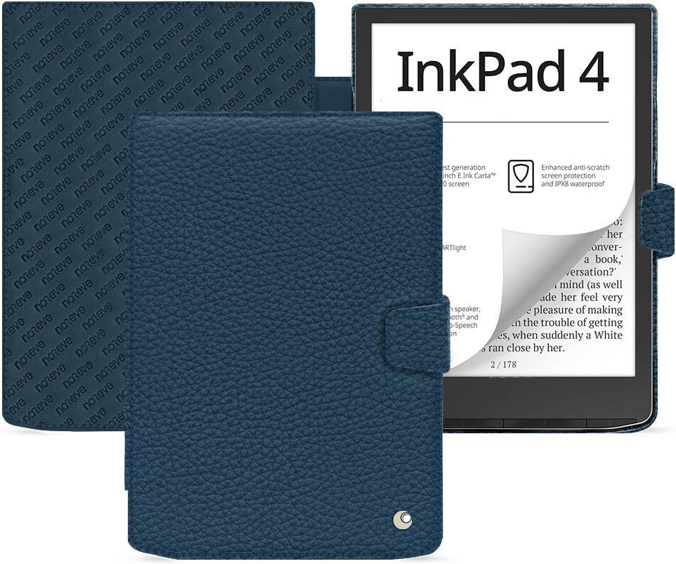 noreve custodia in pelle pocketbook inkpad 4 ambition indigo