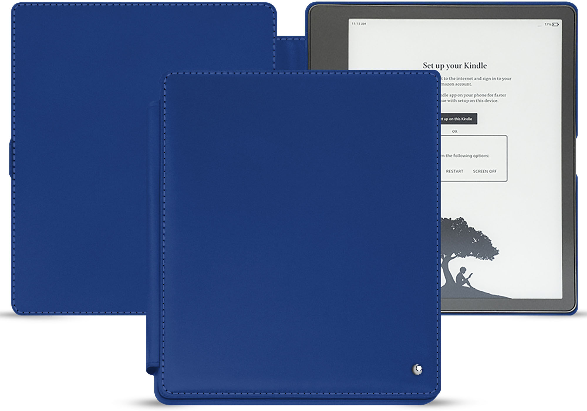 noreve custodia in pelle amazon kindle scribe perpétuelle bleu océan