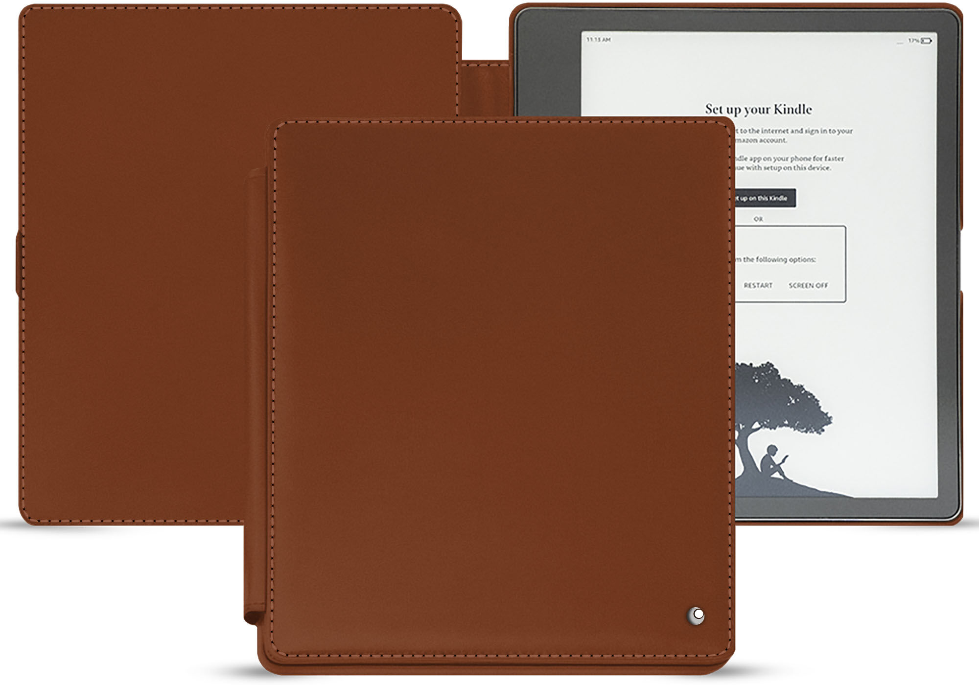 noreve custodia in pelle amazon kindle scribe perpétuelle marron