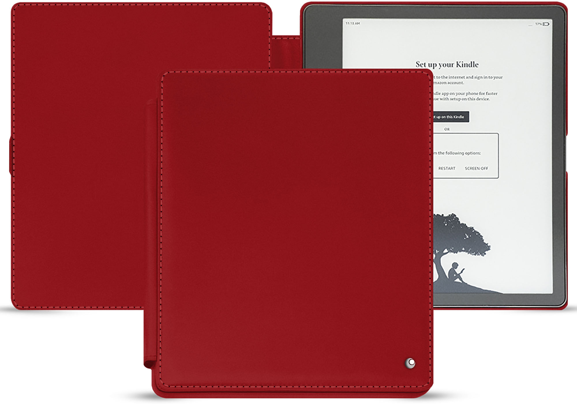 Noreve Custodia in pelle Amazon Kindle Scribe Perpétuelle Rouge