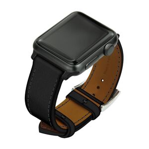 Noreve Braccialetto in pelle per orologio Apple Watch Negre poudro Cassa - Inserti 38 mm noer + fibbia ad ardiglione argentata