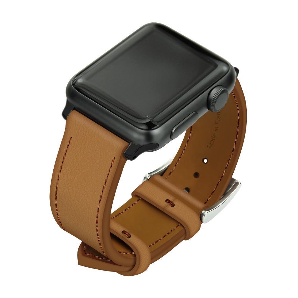 Noreve Braccialetto in pelle per orologio Apple Watch Castan esparciate Cassa - Inserti 38 mm noer + fibbia ad ardiglione argentata