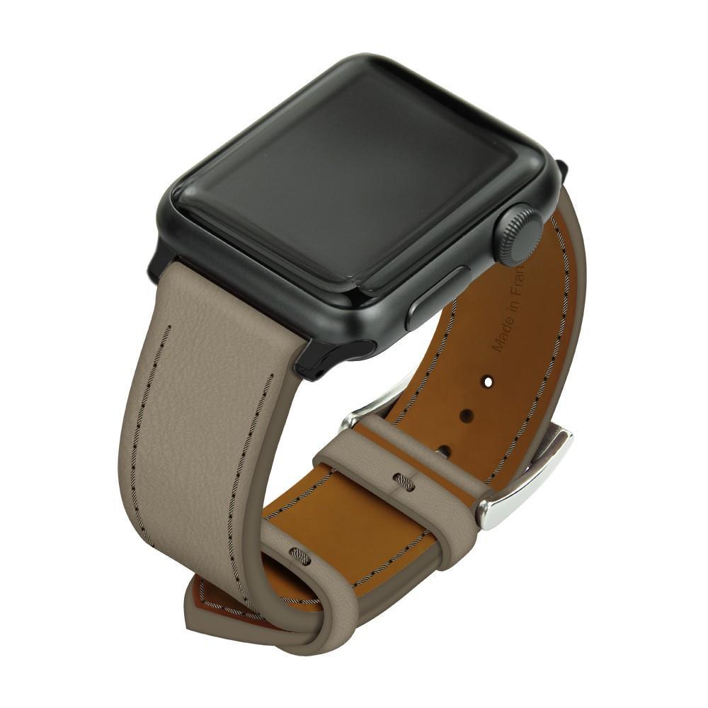 Noreve Braccialetto in pelle per orologio Apple Watch Darboun sabla Cassa - Inserti 38 mm noer + fibbia ad ardiglione argentata