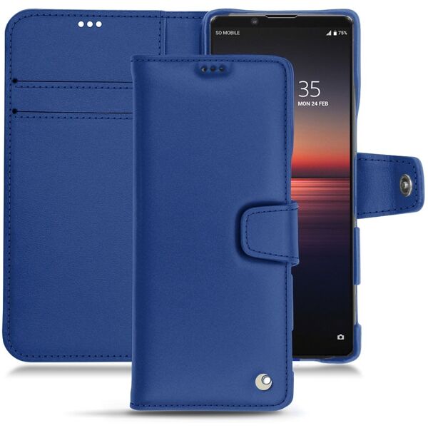 noreve custodia in pelle sony xperia 1 ii perpétuelle bleu océan