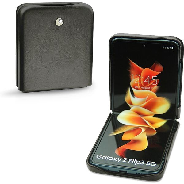 noreve custodia in pelle samsung galaxy z flip3 perpétuelle noir