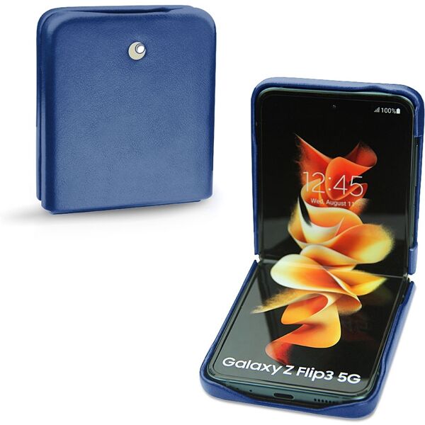 noreve custodia in pelle samsung galaxy z flip3 perpétuelle bleu océan