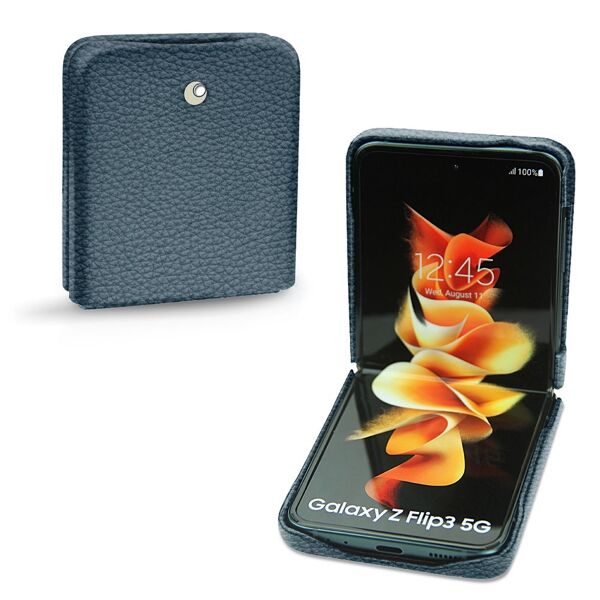 noreve custodia in pelle samsung galaxy z flip3 ambition indigo