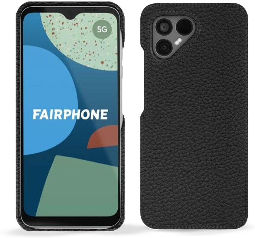 noreve custodia in pelle fairphone 4 ambition ebène