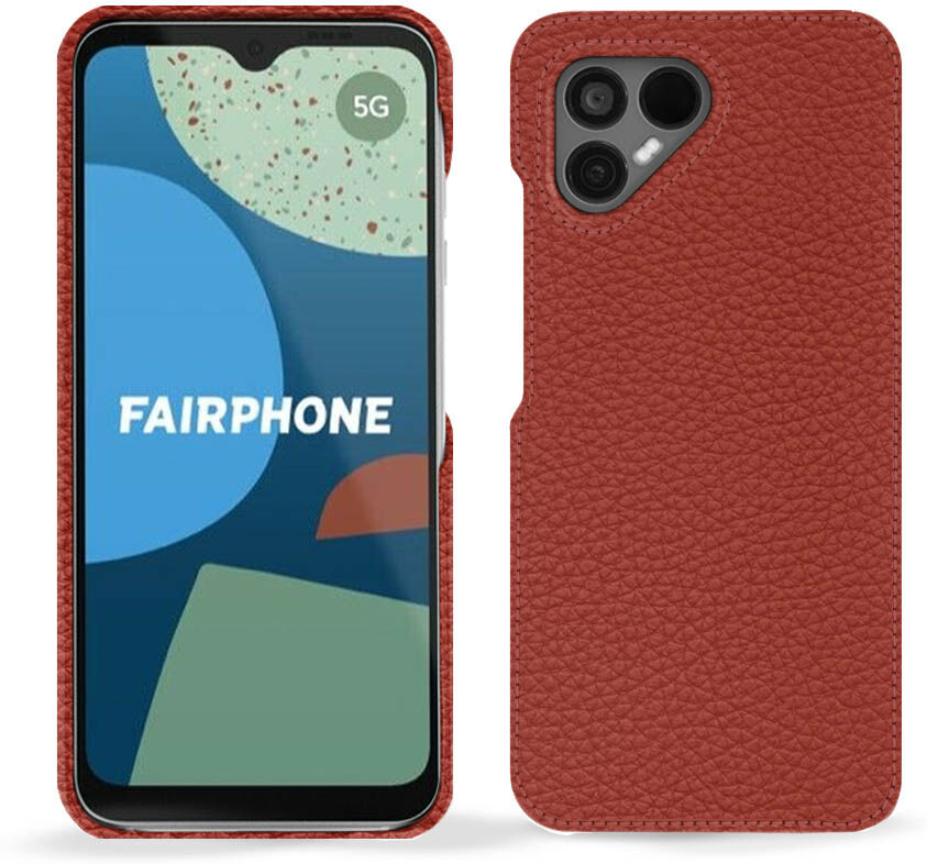 noreve custodia in pelle fairphone 4 ambition papaye