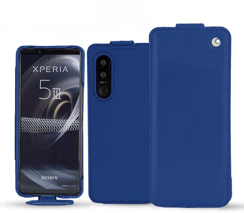 Noreve Custodia in pelle Sony Xperia 5 III Perpétuelle Bleu océan