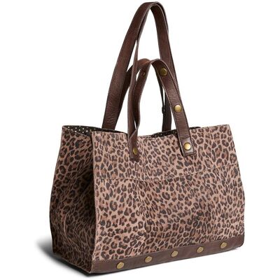 PIECES Shopping bag grande in pelle con stampa leopardata, Ava PIECES Shopping bag grande in pelle con stampa leopardata, Ava