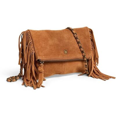 PIECES Borsa con frange, in pelle scamosciata, Aurora PIECES Borsa con frange, in pelle scamosciata, Aurora