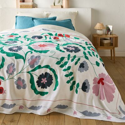 LA REDOUTE INTERIEURS Trapunta di cotone beige con fiori - Copriletto LA REDOUTE INTERIEURS Trapunta di cotone beige con fiori - Copriletto