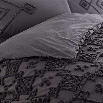 Am.pm Federa in Cotone Biologico con Tuft - Grigio Scuro - Biancheria da Letto Am.pm Federa in Cotone Biologico con Tuft - Grigio Scuro - Biancheria da Letto