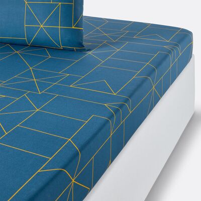 Lenzuolo con angoli Dwight - Motivo geometrico - Blu Lenzuolo con angoli Dwight - Motivo geometrico - Blu